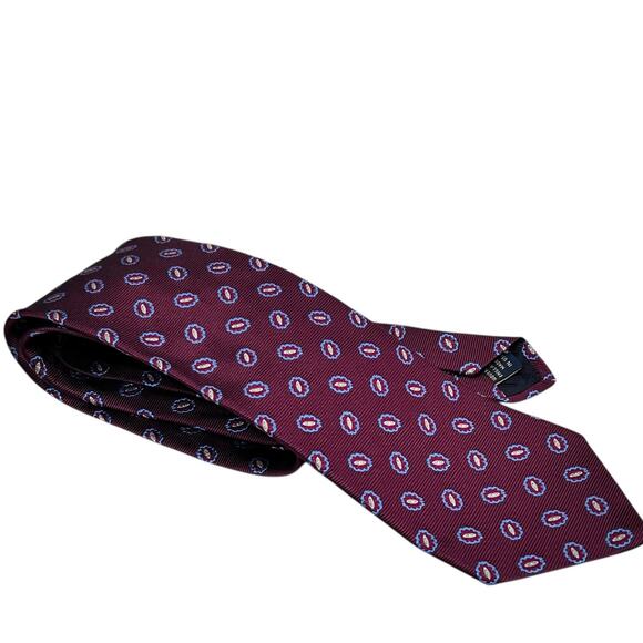 Vintage Brooks Brothers Neck Tie Burgundy Floral Repp Silk Classic Preppy USA - Picture 2 of 9